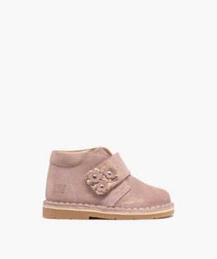 Chaussures premiers pas en cuir suédé à scratch bébé fille vue2 - NA! - GEMO