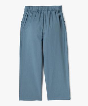 Pantalon large en coton et lin avec taille élastique fille vue3 - GEMO (ENFANT) - GEMO