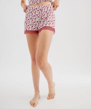 Short de pyjama en maille fluide avec bas en dentelle femme vue2 - GEMO 4G FEMME - GEMO
