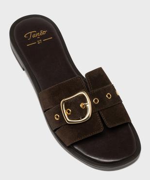 Mules en cuir suédé à bout ouvert femme - Tanéo vue5 - TANEO - GEMO
