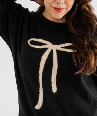Pull en maille douillette coupe loose à motif femme vue2 - GEMO (G TAILLE) - GEMO