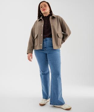 Manteau court aspect drap de laine à boutons-pression femme grande taille vue4 - GEMO (G TAILLE) - GEMO