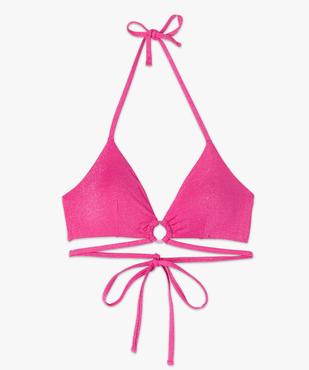 Haut de maillot de bain forme triangle en maille pailletée femme vue4 - GEMO 4G FEMME - GEMO