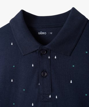 Polo garçon à manches courtes et micro-motifs vue2 - GEMO (JUNIOR) - GEMO
