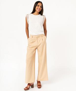 Pantalon large en toile extensible femme vue5 - GEMO(FEMME PAP) - GEMO