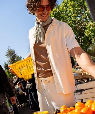 Chemise manches courtes à col cubain en maille piquée homme vue5 - GEMO 4G HOMME - GEMO