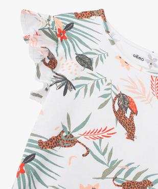 Tee-shirt fille à manches courtes volantées et motif jungle vue2 - GEMO (ENFANT) - GEMO