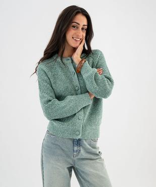 Gilet en maille chinée à col rond femme vue2 - GEMO(FEMME PAP) - GEMO