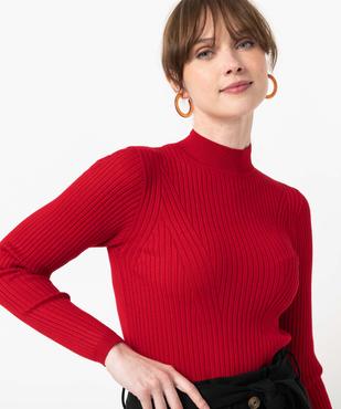 Pull femme en maille côtelée avec col montant vue2 - GEMO(FEMME PAP) - GEMO
