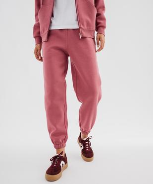 Pantalon de jogging en molleton uni à taille élastiquée femme vue4 - GEMO 4G FEMME - GEMO