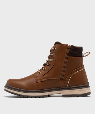 Boots crantées doublure chaude à lacets et zip homme - Lee Cooper vue3 - LEE COOPER - GEMO