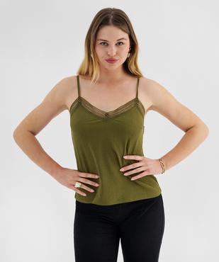 Débardeur à fines bretelles en maille texturée et broderies femme vue1 - GEMO 4G FEMME - GEMO