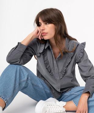 Chemise femme en velours côtelé avec volants vue1 - GEMO(FEMME PAP) - GEMO