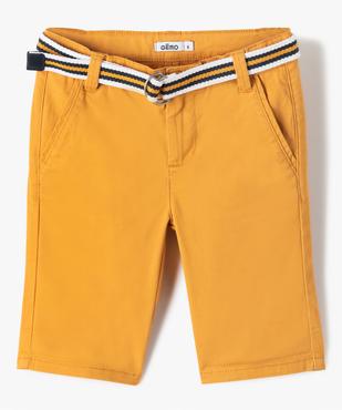 Bermuda en coton avec ceinture tricolore garçon vue1 - GEMO 4G GARCON - GEMO