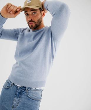 Pull en coton en maille fine à col rond homme  vue1 - GEMO (HOMME) - GEMO