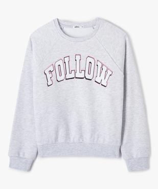 Sweat fille avec inscription brodée en relief vue1 - GEMO (JUNIOR) - GEMO