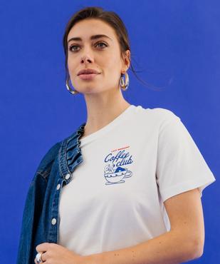 Tee-shirt manches courtes avec inscription devant et dos femme vue6 - GEMO(FEMME PAP) - GEMO