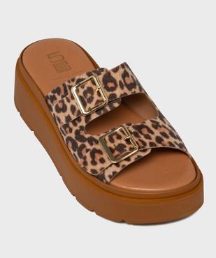 Mules à semelle plateforme motif animalier femme vue5 - 5 MILES - GEMO