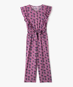 Combinaison pantalon à manches volantées en viscose imprimée fille vue1 - GEMO 4G FILLE - GEMO