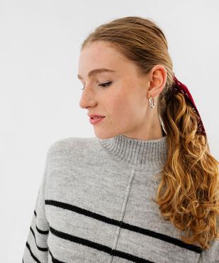 Pull col montant rayé avec couture sur l’avant femme vue2 - GEMO(FEMME PAP) - GEMO
