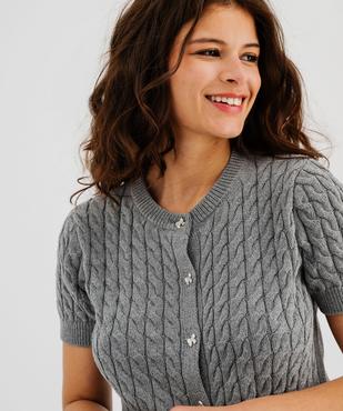 Gilet manches courtes torsadé à boutons fantaisie femme vue2 - GEMO(FEMME PAP) - GEMO
