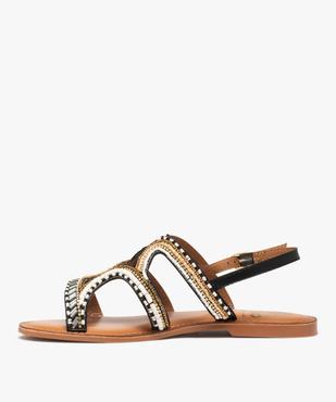 Sandales femme à talon plat ornées de perles et de strass vue3 - GEMO (CASUAL) - GEMO