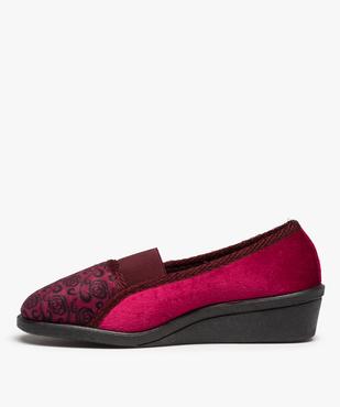 Chaussons femme confort en velours dessus élastiqué vue3 - GEMO(HOMWR FEM) - GEMO