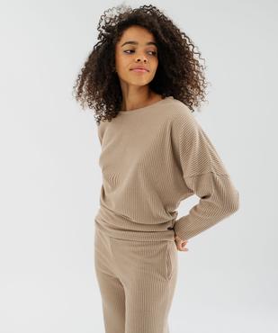 Tee-shirt de pyjama à manches longues chauve-souris en maille côtelée femme vue2 - GEMO 4G FEMME - GEMO