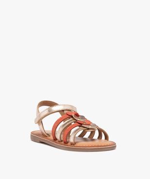 Sandales fille à brides en cuir métallisé ornées de cœurs vue2 - GEMO (ENFANT) - GEMO