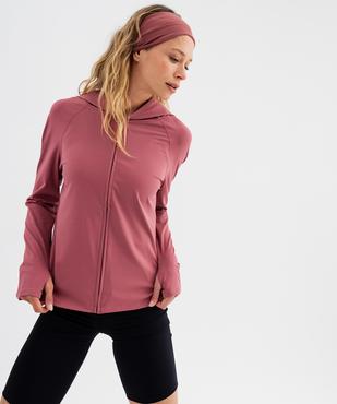 Sweat zippé à capuche en matière technique extensible femme vue2 - GEMO(FEMME PAP) - GEMO
