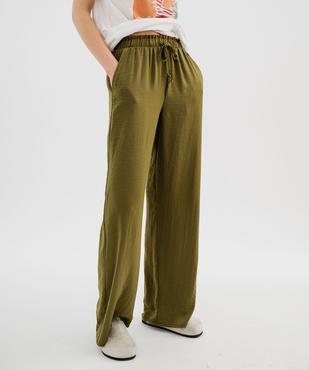 Pantalon ample en satin froissé femme vue1 - GEMO 4G FEMME - GEMO