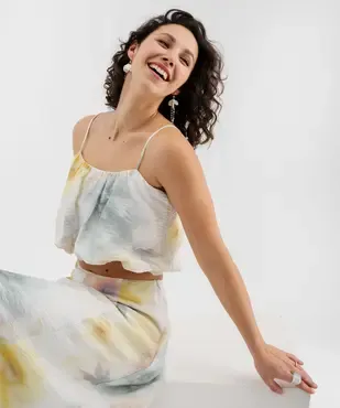 Top à fines bretelles court et blousant femme vue1 - GEMO 4G FEMME - GEMO