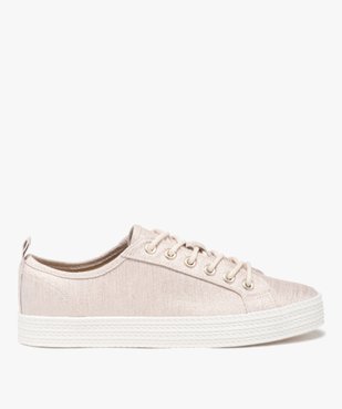 Baskets en toile à lacets avec épaisse semelle femme vue1 - FOLLOW ME G4G - GEMO