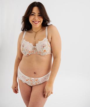 Soutien-gorge emboitant en microfibre et dentelle femme grande taille vue1 - GEMO(HOMWR FEM) - GEMO