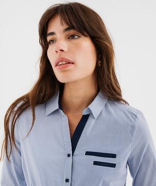 Chemise femme rayée coupe ajustée en coton stretch vue6 - GEMO(FEMME PAP) - GEMO