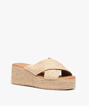 Sandales femme à talon compensé et à brides en corde tressée  vue2 - SANS MARQUE - GEMO