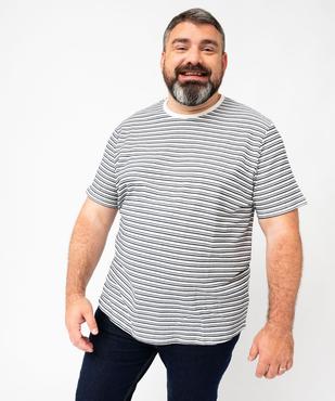 Tee-shirt à manches courtes en maille texturée à rayures homme vue8 - GEMO