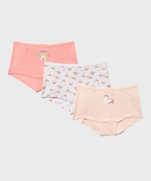 Boxers en coton stretch à motifs positifs fille (lot de 3) vue1 - GEMO 4G FILLE - GEMO