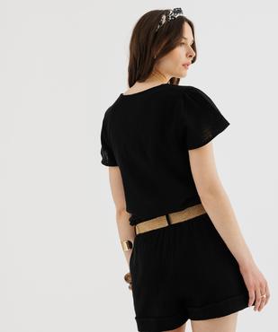 Blouse manches courtes en gaze de coton femme vue3 - GEMO(FEMME PAP) - GEMO