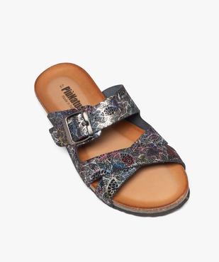 Mules plates avec brides scintillantes en cuir femme vue6 - PIU NATURA - GEMO