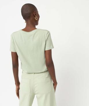 Tee-shirt à manches courtes avec col V roulotté femme vue3 - GEMO(FEMME PAP) - GEMO