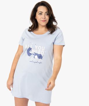 Chemise de nuit à manches courtes avec motifs femme grande taille vue1 - GEMO 4G FEMME - GEMO