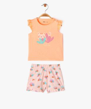 Pyjashort 2 pièces avec motifs félins bébé fille vue1 - GEMO 4G BEBE - GEMO