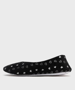 Chaussons ballerines en velours motifs coeurs femme vue3 - GEMO(HOMWR FEM) - GEMO