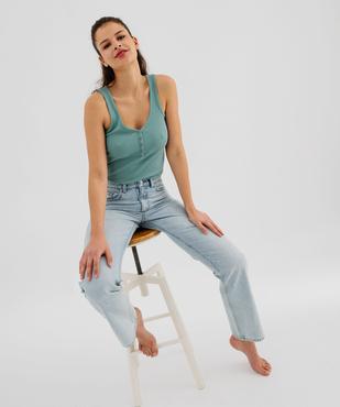 Débardeur en maille côtelée avec col V boutonné femme vue1 - GEMO 4G FEMME - GEMO