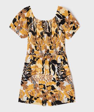 Combishort en viscose avec buste smocké fille vue1 - GEMO 4G FILLE - GEMO