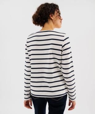 Tee-shirt manches longues à rayures et épaule boutonnée femme - LuluCastagnette vue3 - LULU CASTAGNETTE GEMO FOR GOOD - GEMO