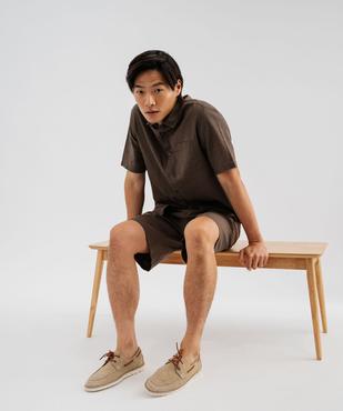 Chemise à manches courtes en lin et coton coupe regular homme vue3 - GEMO 4G HOMME - GEMO