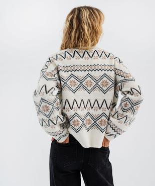 Pull jacquard à col montant coupe loose femme vue3 - GEMO(FEMME PAP) - GEMO