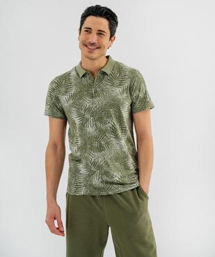 Polo manches courtes à motif feuillage homme vue1 - GEMO 4G HOMME - GEMO